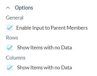 Image des options de la feuille