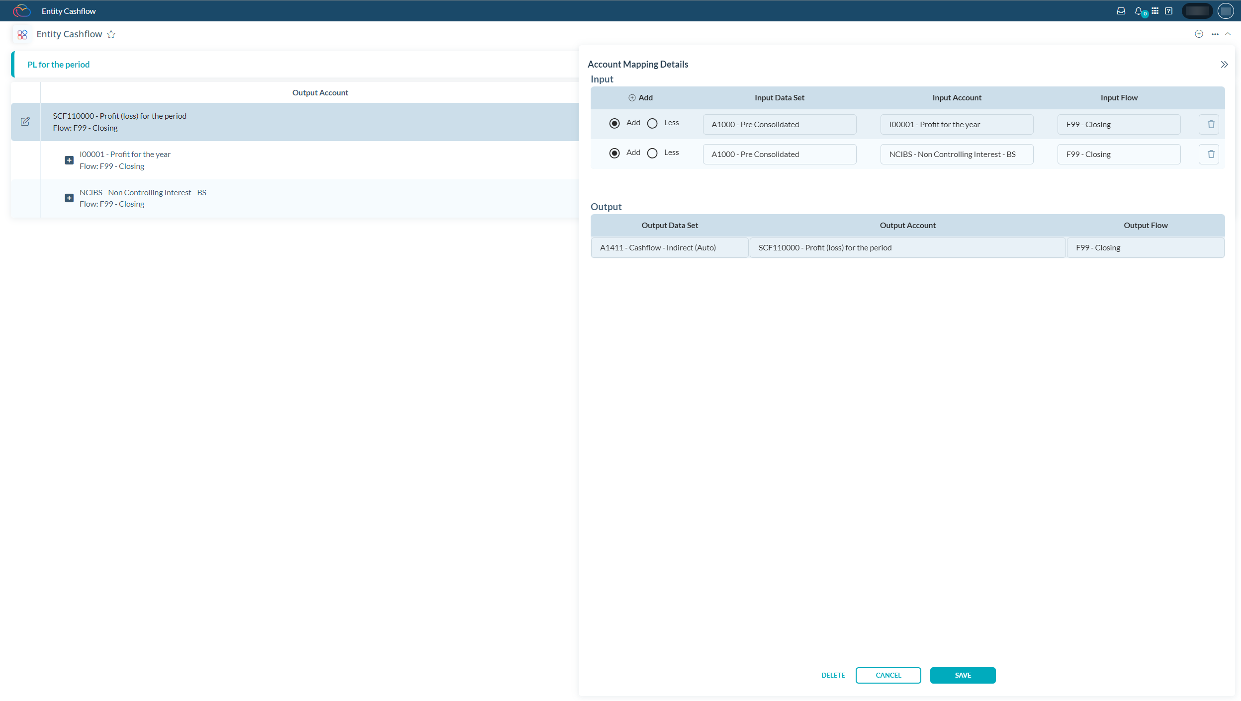 Account mapping details