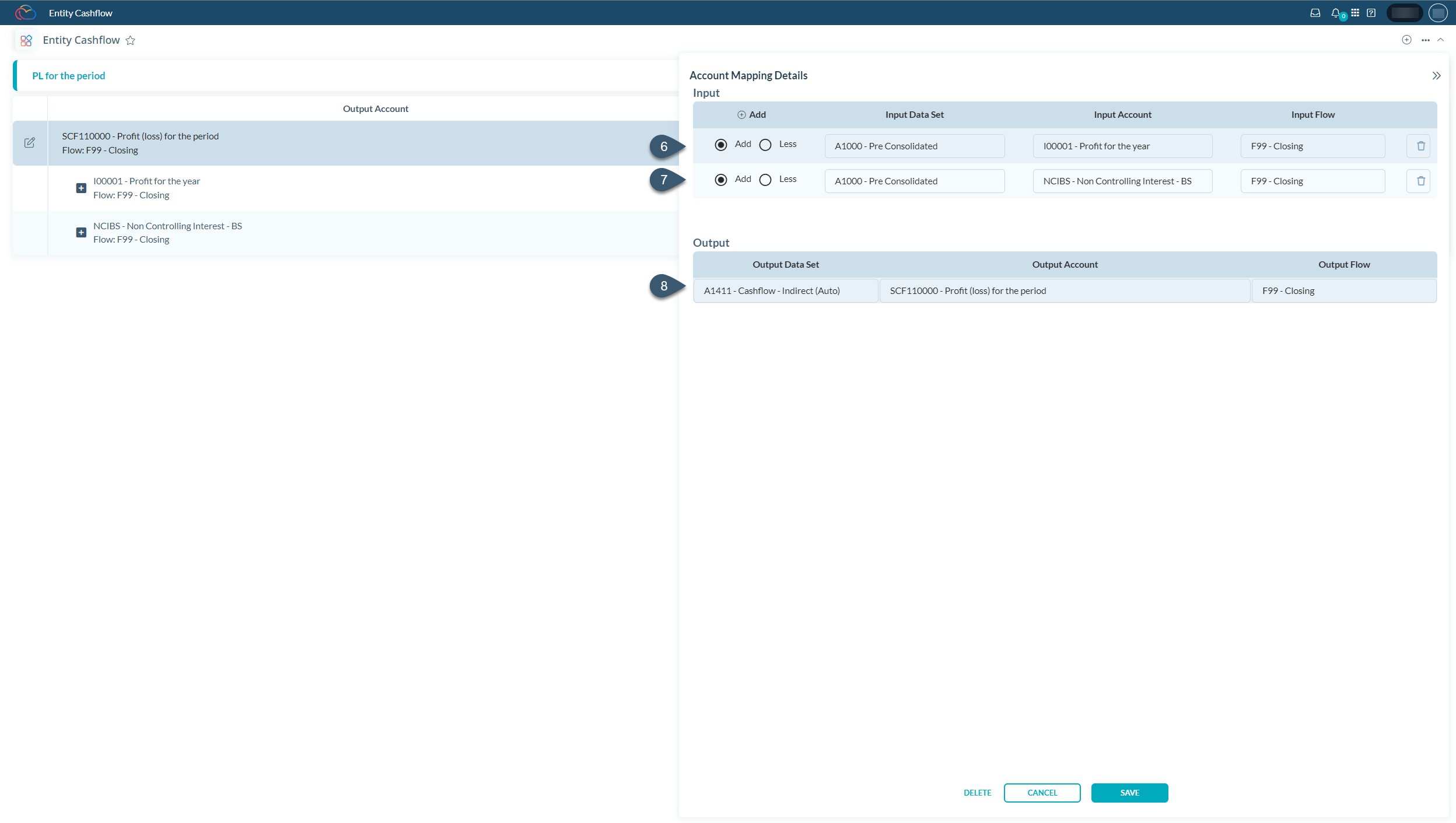 Account mapping details