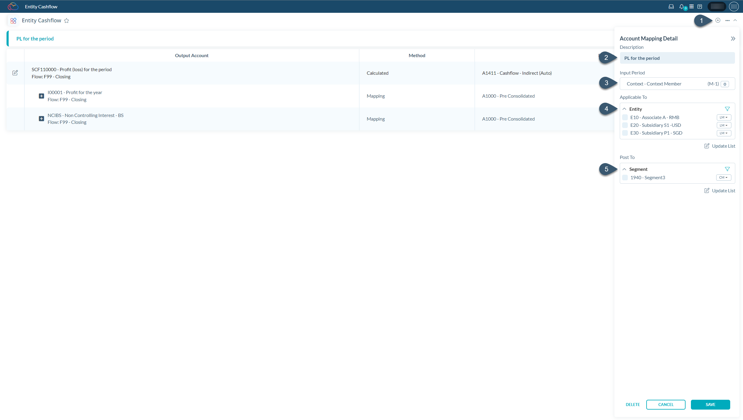 Account mapping details