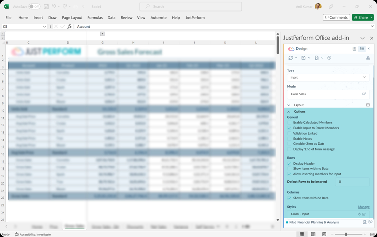 Imag of design pane options